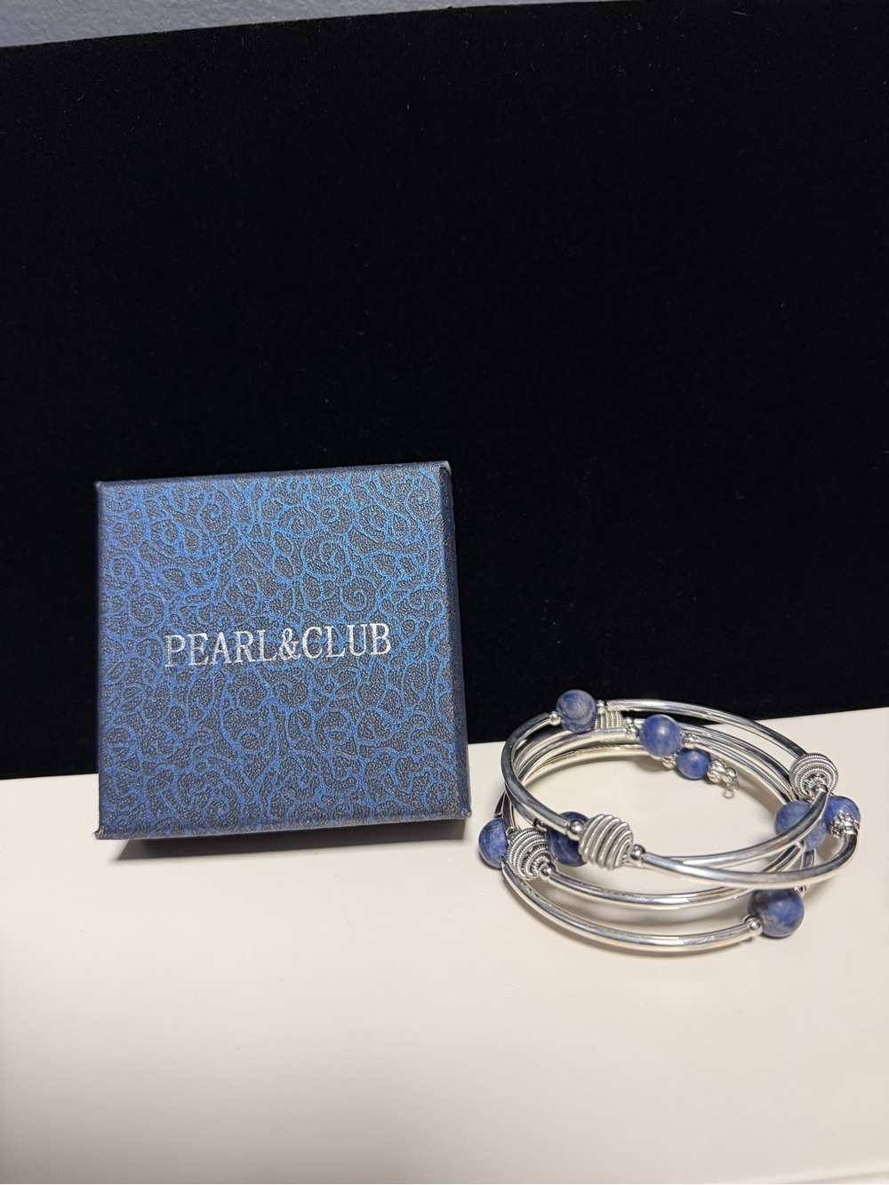 Pearl & Club Blue Beaded Multi-Layer Wrap Bracelet NIB